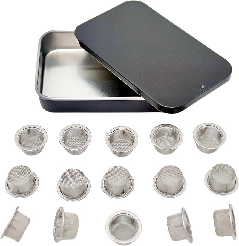 Ruilida 15pcs 1/2 Inch Pipe Screens Premium 304 Stainless Steel, 0.5" Pipe Screen Filters with Metal Storage Box - Image 1